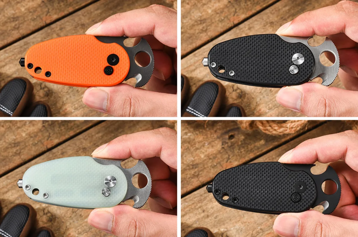 The basic Sidekick with a G10 handle and 918 steel blade comes in these four cool finishes