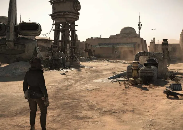 Exploring a city on Tatooine in Star Wars Outlaws