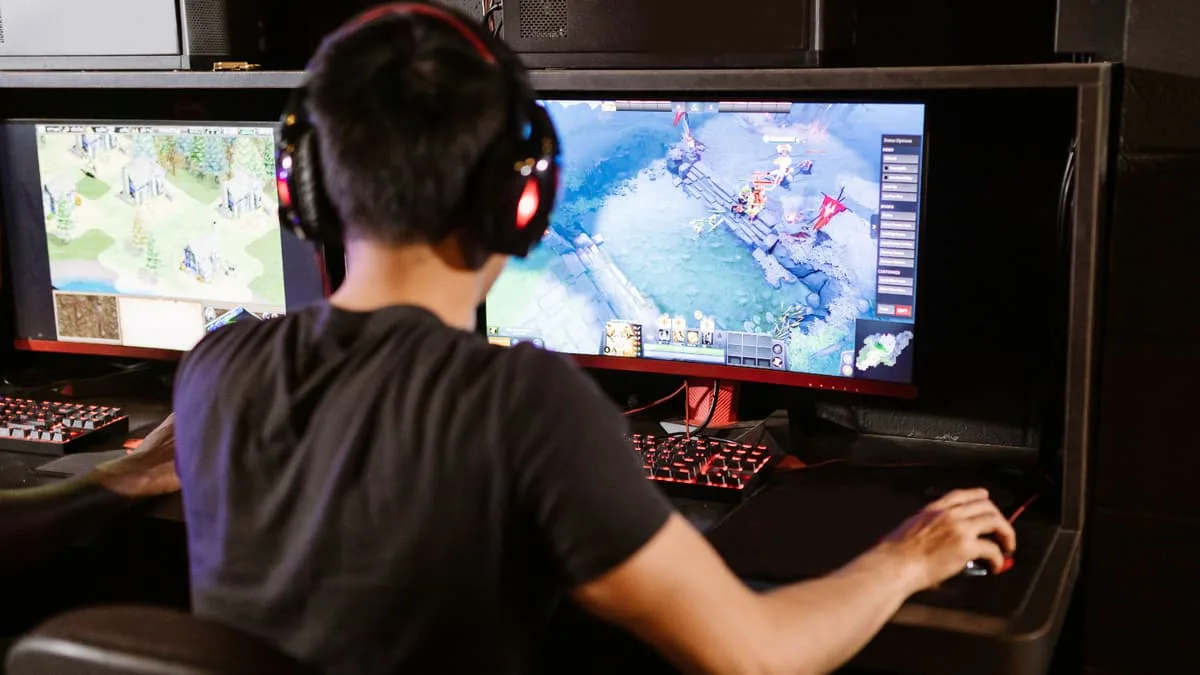 kid playing video games