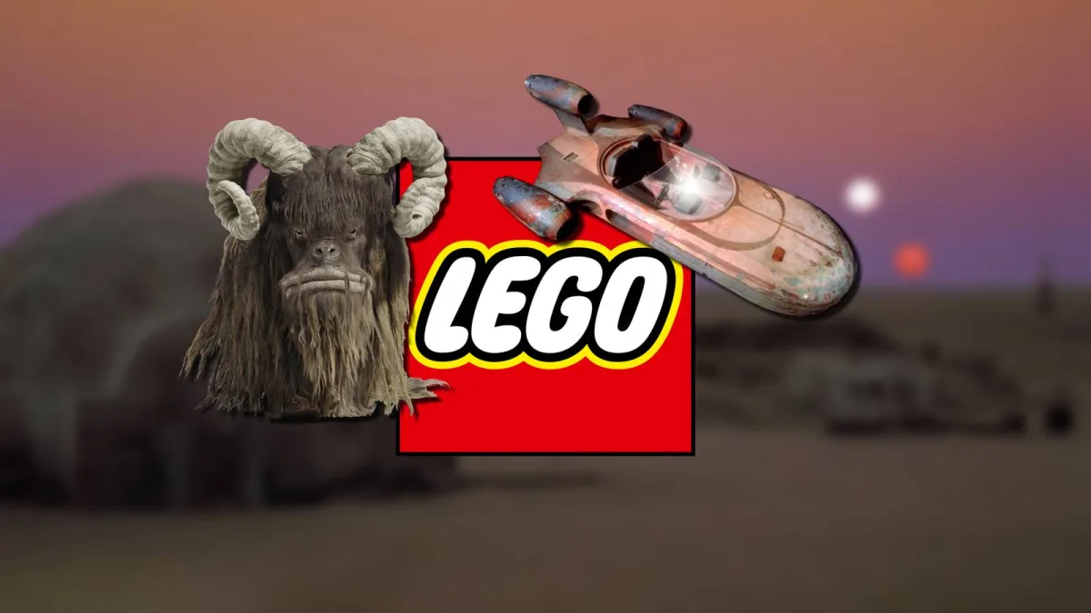 LEGO fans pārvērš zelta retrīvera kucēna komplektu par Tatuīnas ainu