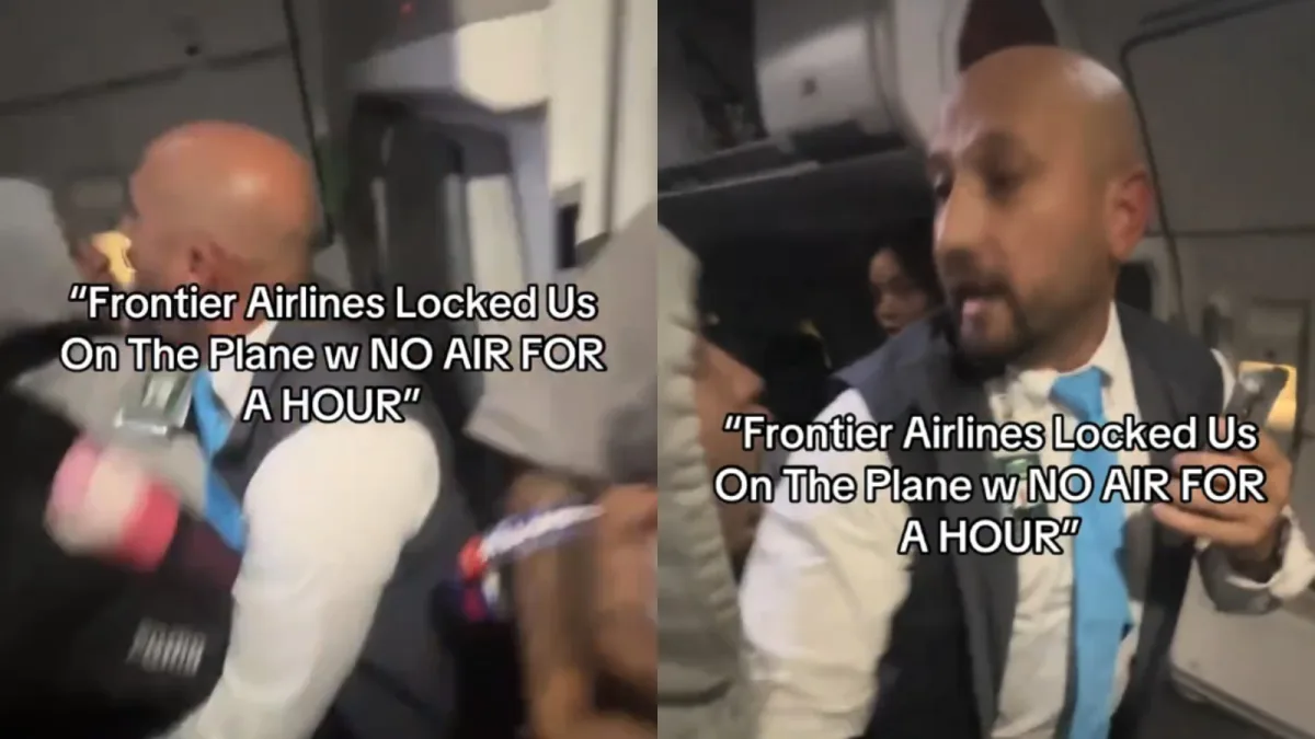 Frontier atvainojas pēc pasažieres aizturēšanas lidmašīnā bez kondicioniera