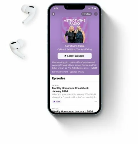 iphone mockup of astrostyle podcast astrotwins radio AstroTwins Radio-Square - 3 Pin