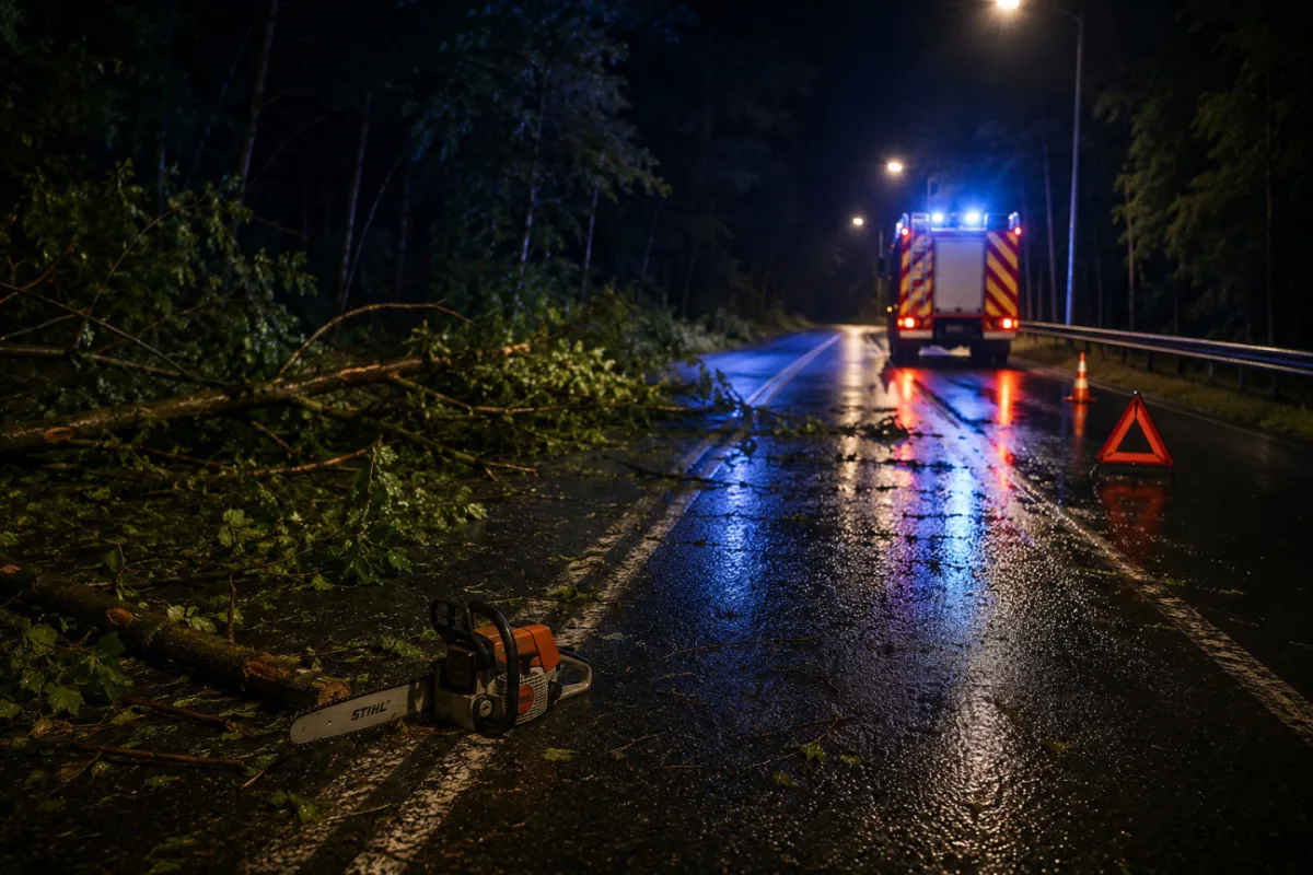 Lietuvā auto notriec divus ugunsdzēsējus, kuri pēc vētras tīrīja ceļu