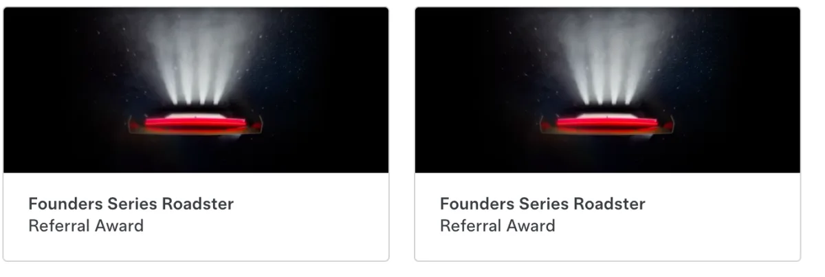 Image 5: Two Founders Series Roadster referral awards in the author Tesla account