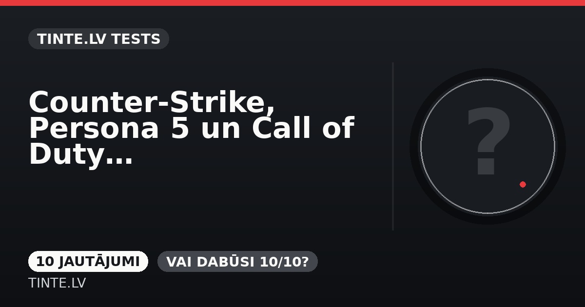 Counter-Strike, Persona 5 un Call of Duty: vai zini atbildes?