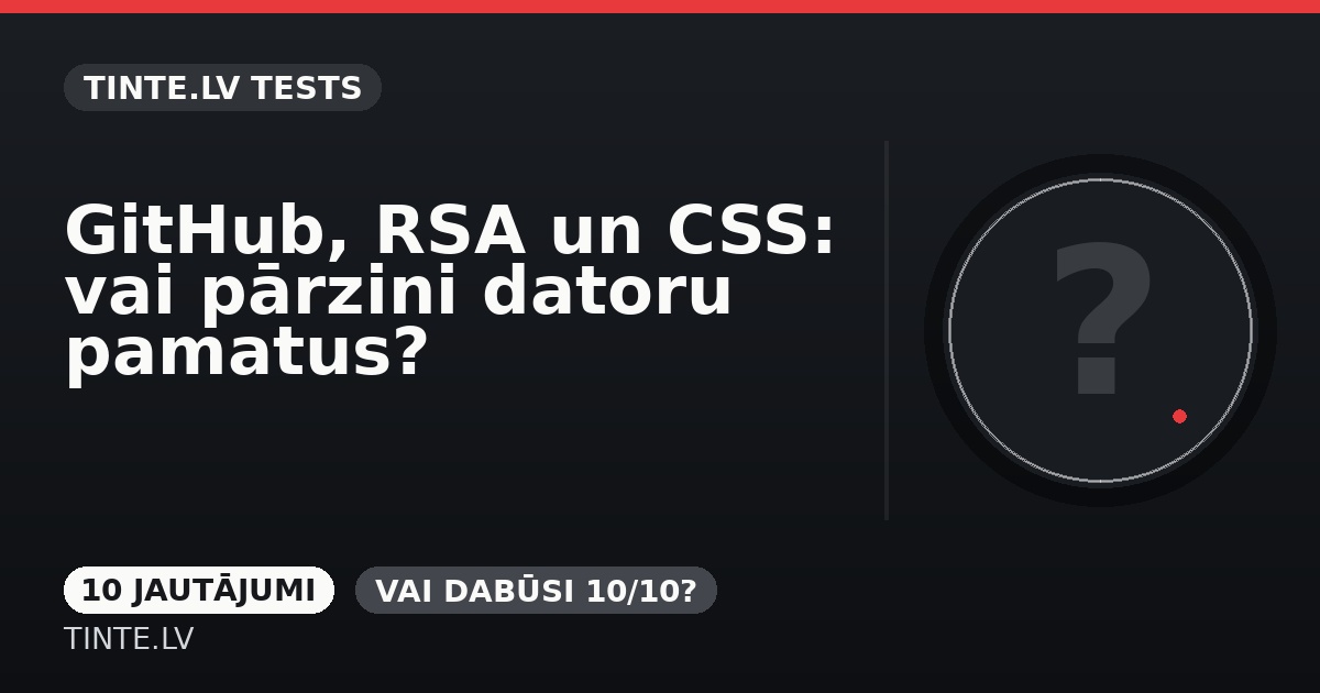 GitHub, RSA un CSS: vai pārzini datoru pamatus?