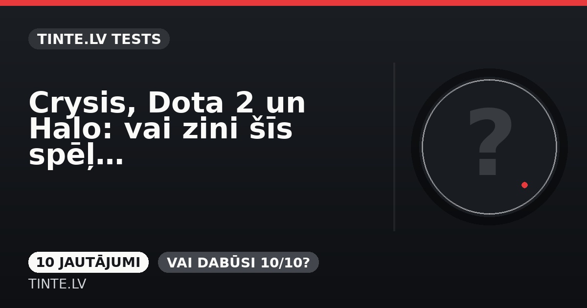 Crysis, Dota 2 un Halo: vai zini šīs spēļu detaļas?