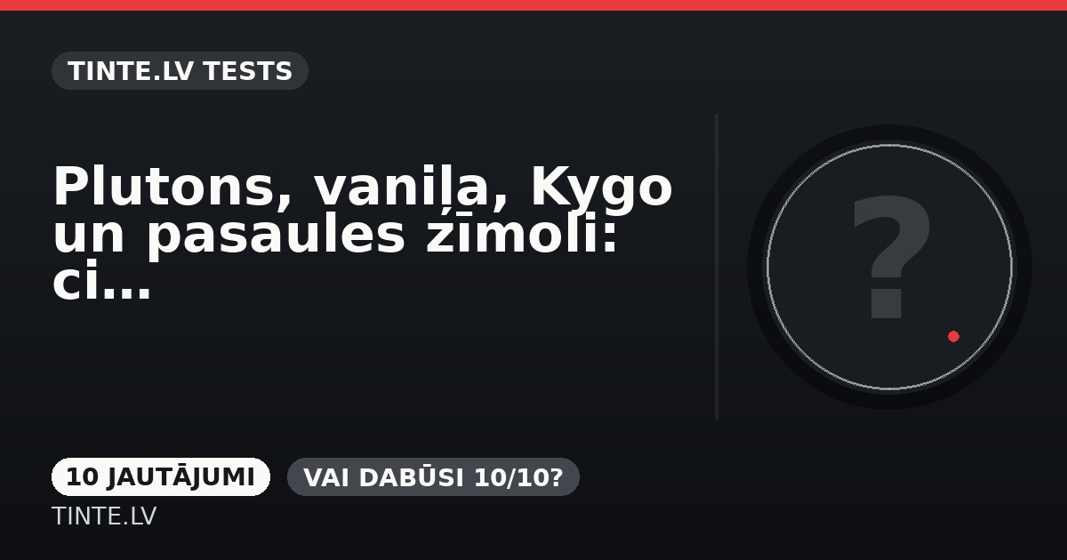 Plutons, vaniļa, Kygo un pasaules zīmoli: cik daudz zini?