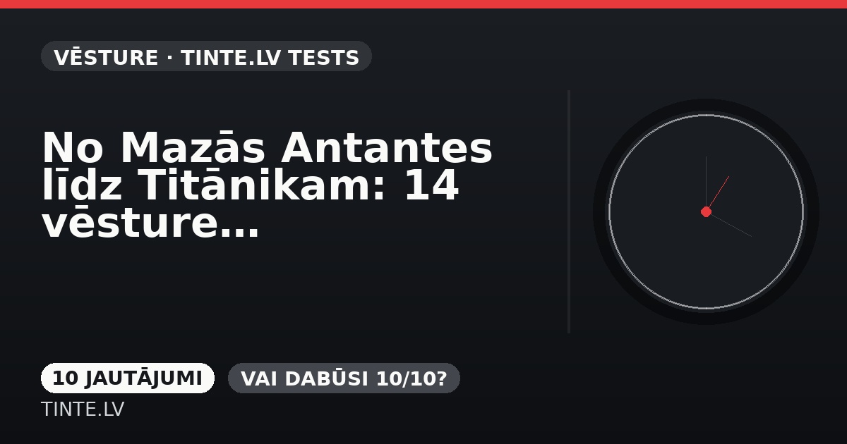 No Mazās Antantes līdz Titānikam: 14 vēstures izaicinājumi